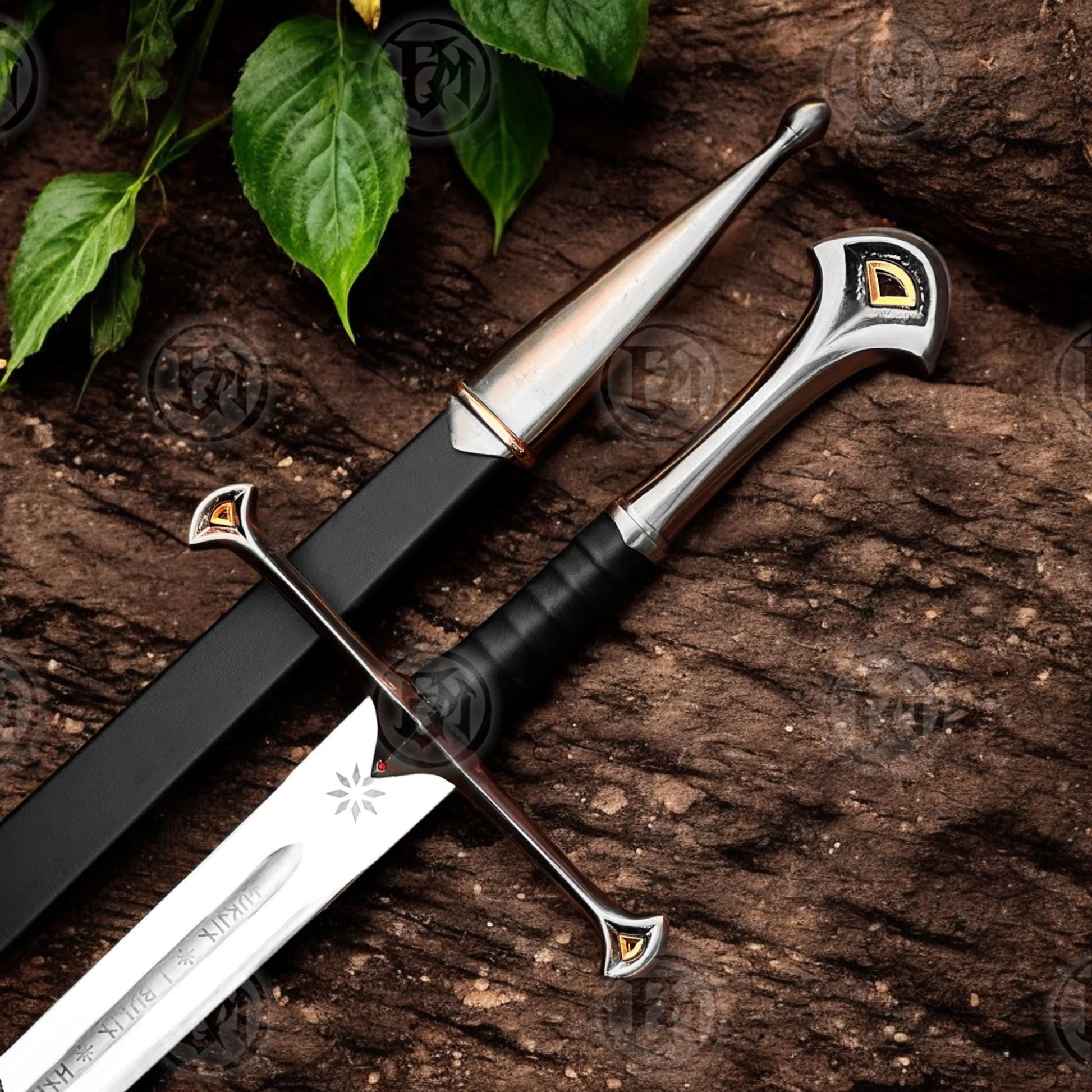 Anduril Reforged - Legendary Sword of the True King | High-Quality LOTR-Inspired Fantasy Sword Replica with Stainless Steel Blade and Free Wall Plaque